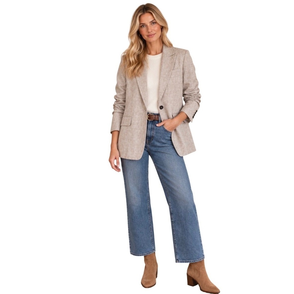 NWT Boden Marylebone Linen Blazer Tan Beige Neutral Professional Jacket US 6 P
